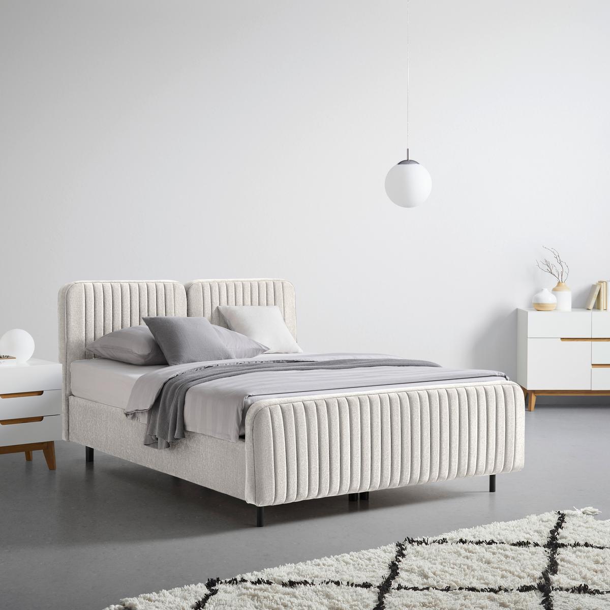 Boxbett Livetto Hellgrau ca. 180x200cm - Hellgrau/Schwarz, KONVENTIONELL, Holz/Textil (180/200cm) - Mömax