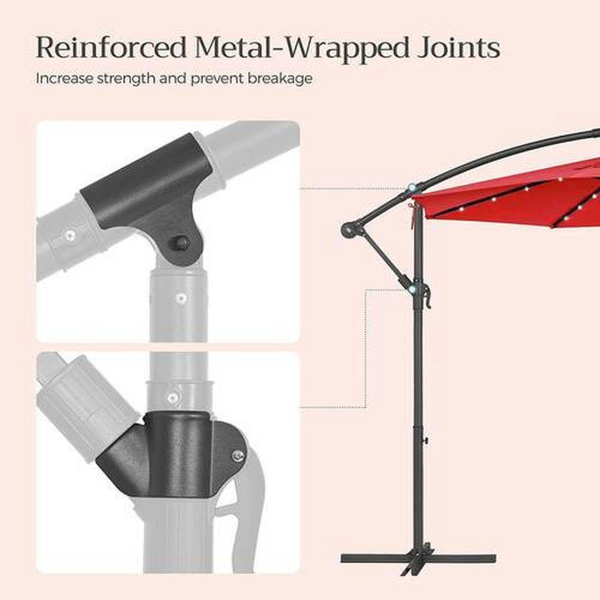 Ampelschirm LED Rot/Schwarz ca. 300x300cm - Rot/Schwarz, Basics, Textil/Metall (300/300cm) - Modante