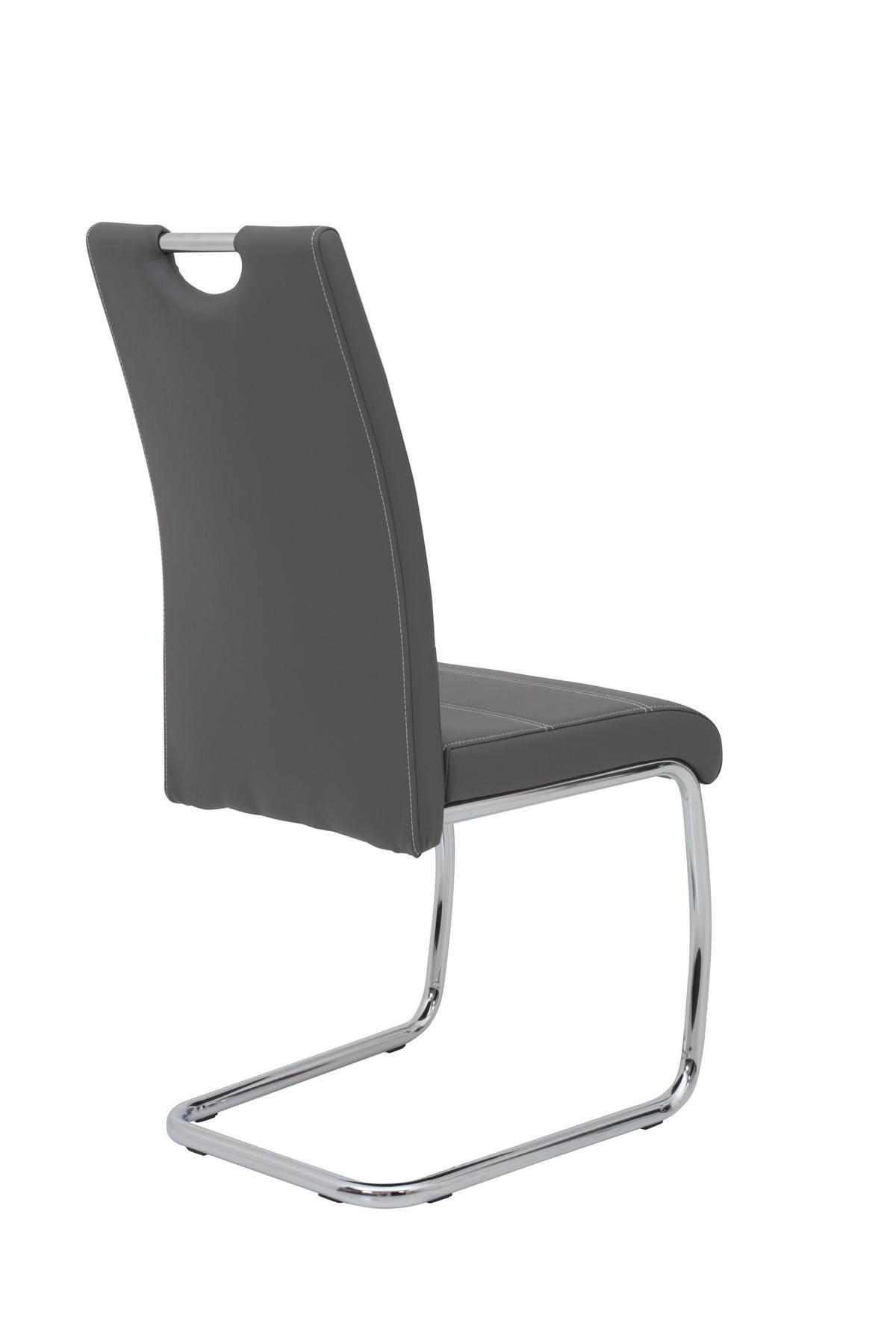 Schwingstuhl-Set Flora 2er-Set ca. 43x98 cm Lederlook Grau - Chromfarben/Weiß, MODERN, Textil/Metall (43/98/59cm) - MID.YOU