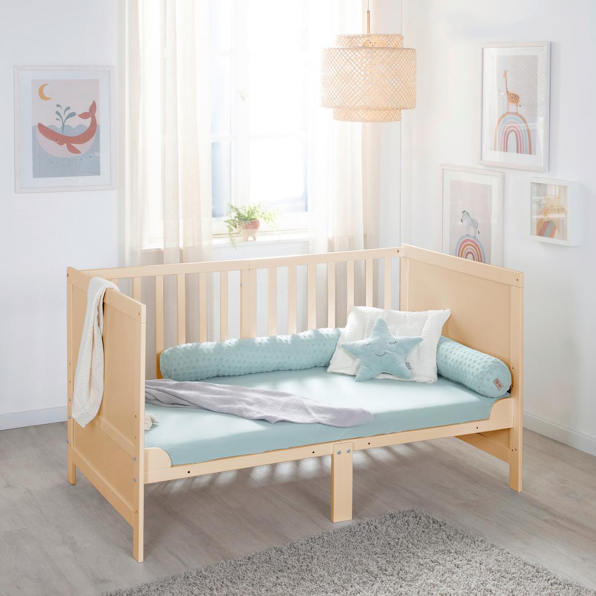 Rácsos Kiságy, Átalakítható Easy Sleep - világosbarna, Basics, faalapú anyag (78/78/142cm) - Roba