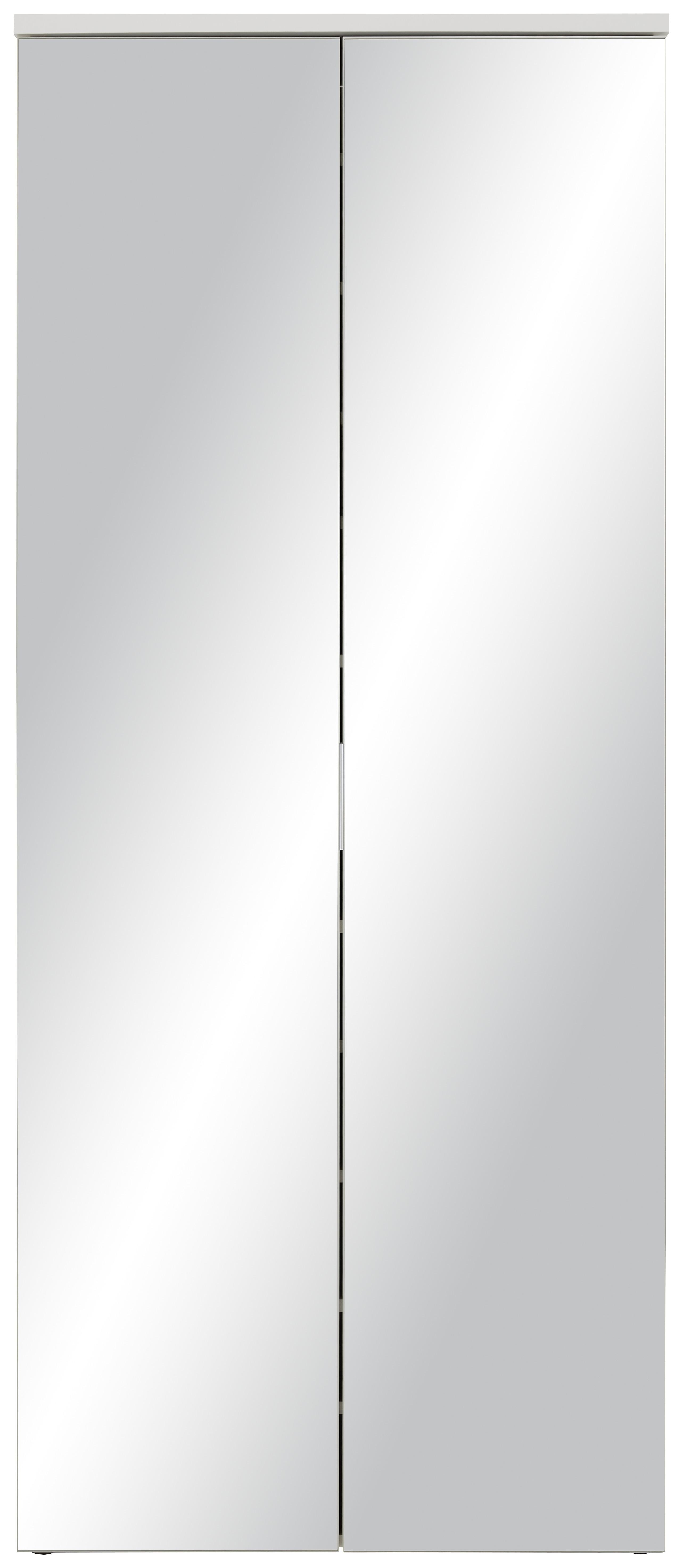Schuhschrank in Weiß - Silberfarben/Weiß, MODERN, Glas/Holzwerkstoff (80/190/35cm) - Modern Living