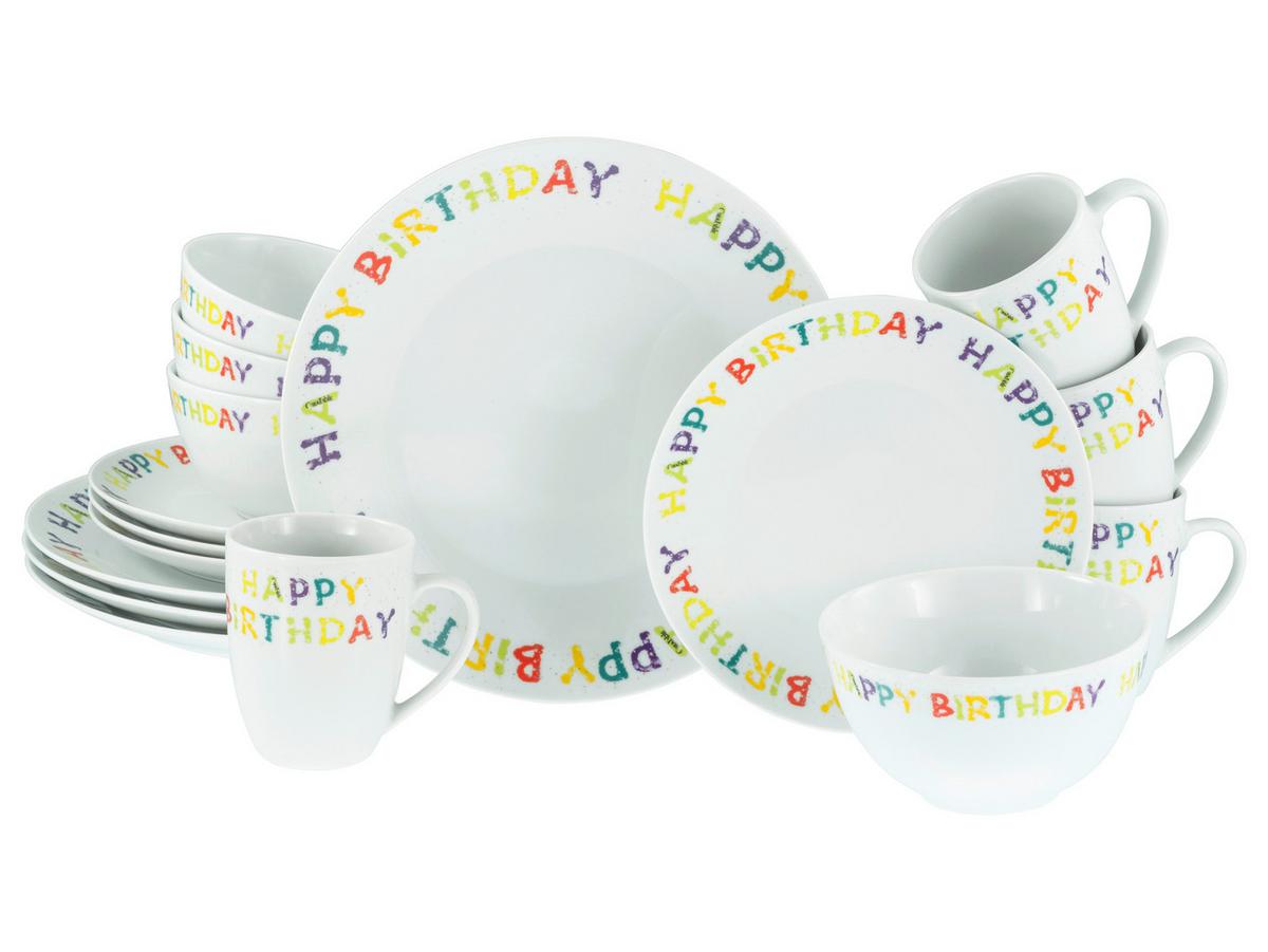 Kombinirani Servis Happy Birthday, 16-Delni - večbarvno, Basics, keramika - Creatable