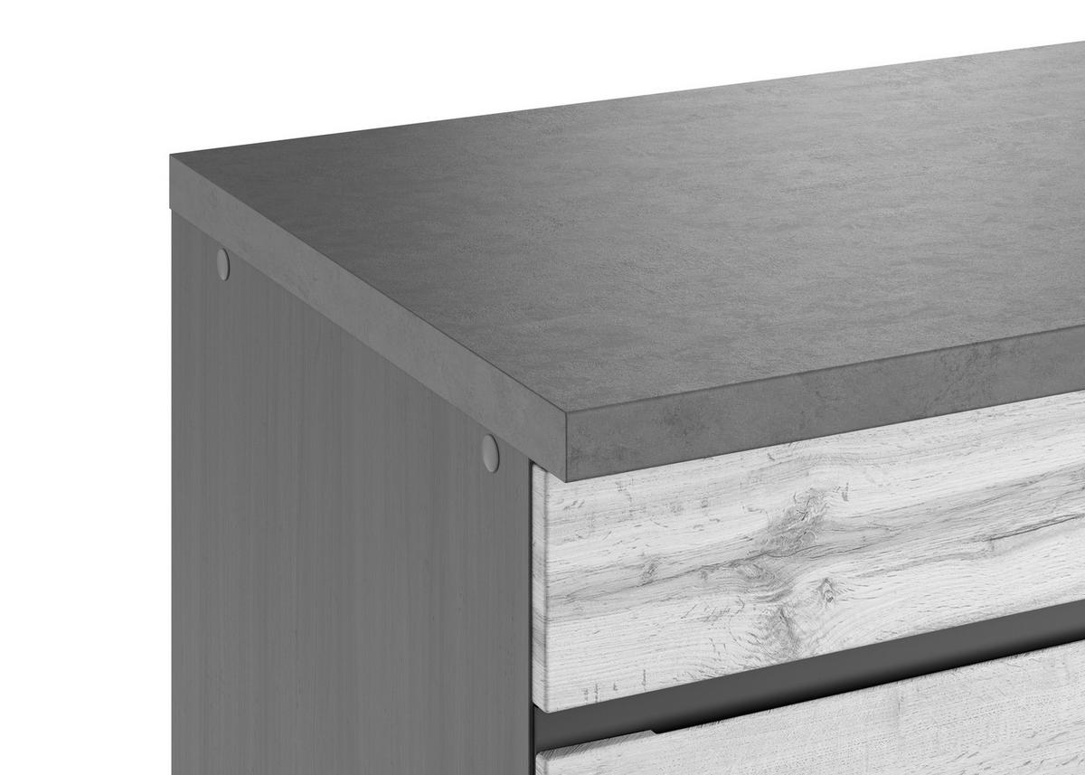 Küchenblock Turin ohne Geräte ca. 330 cm Eiche/Grau - Eiche Wotan/Graphitfarben, Design, Holzwerkstoff (330cm) - Held