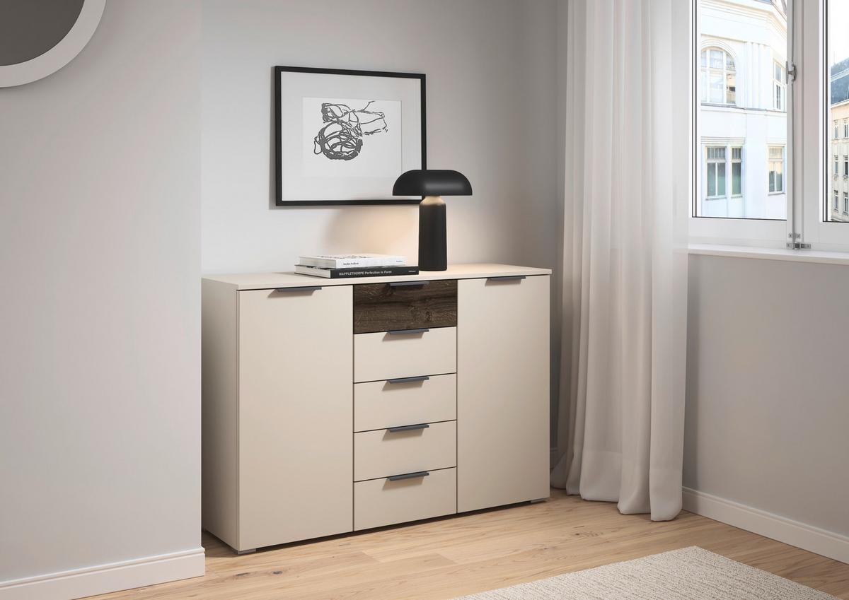 COMODA SAJO - șampanie, Trend, material pe bază de lemn (120/84/40cm) - Premium Living