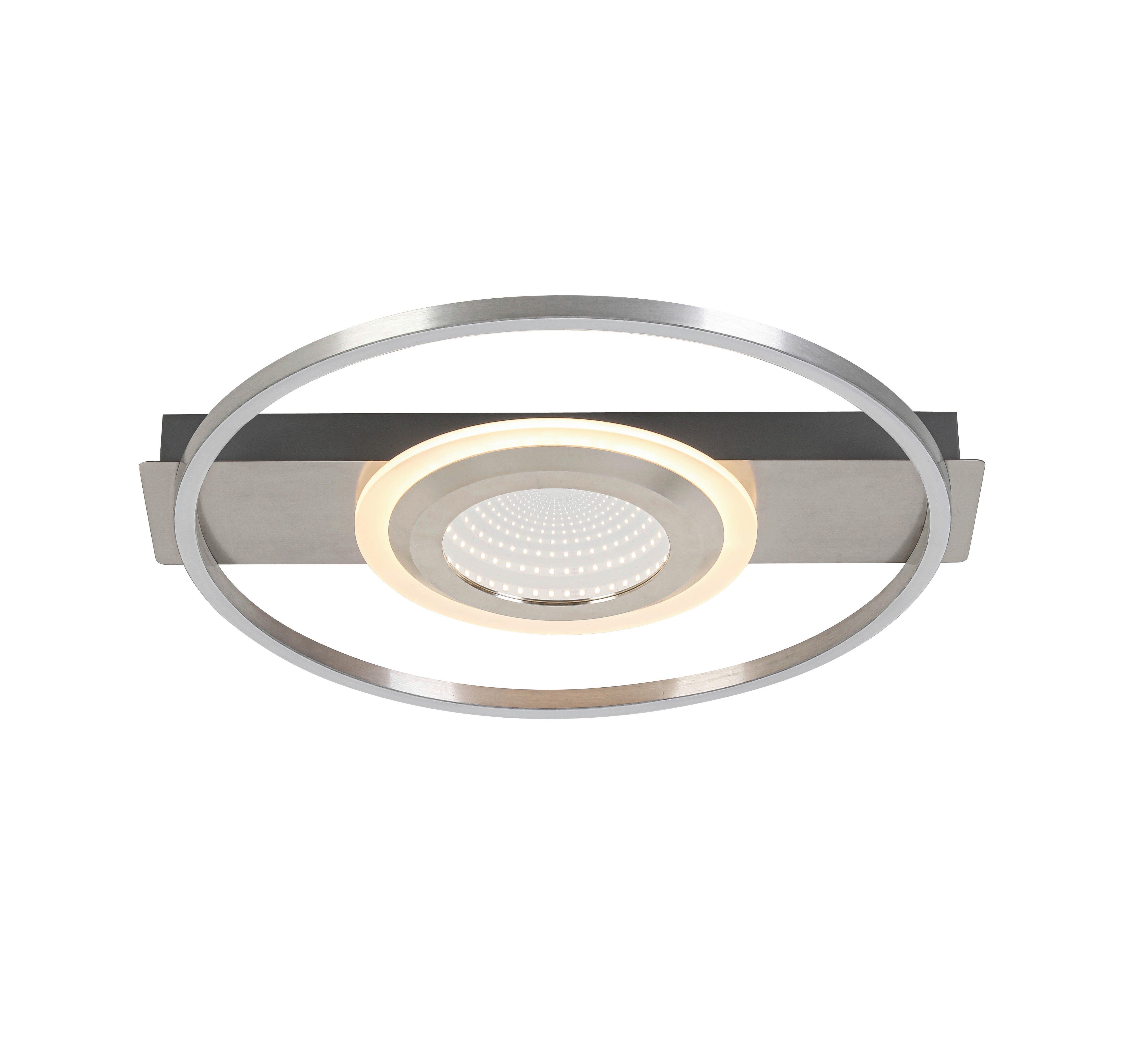 LAMPA SUFITOWA LED SANDRA - szary/kolor niklowy, Trend, tworzywo sztuczne/metal (42/40/6cm) - Novel