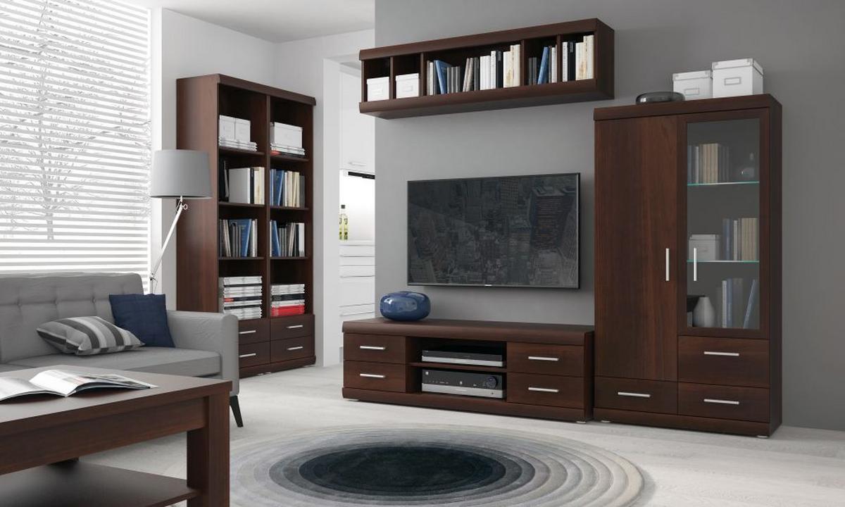 Tv-elem Imperial-D - krómszínű/diószínű, Konventionell, műanyag/faalapú anyag (140/44/45cm)