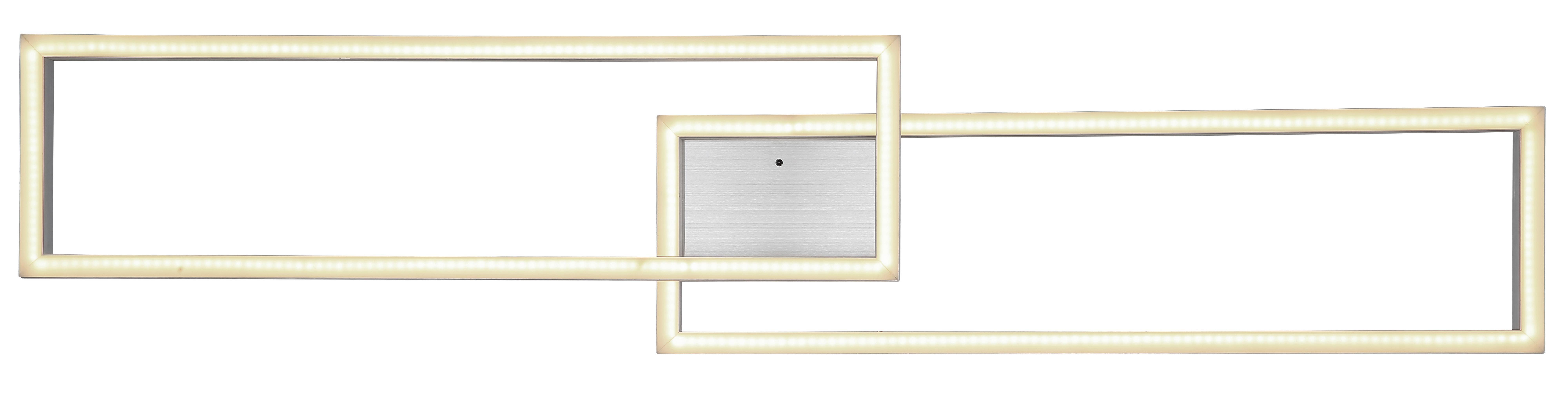 LED-Deckenleuchte Salmos Opal/Silberfarben max.40 Watt - Silberfarben/Opal, Design, Kunststoff/Metall (119,5/25,5/10cm) - Globo