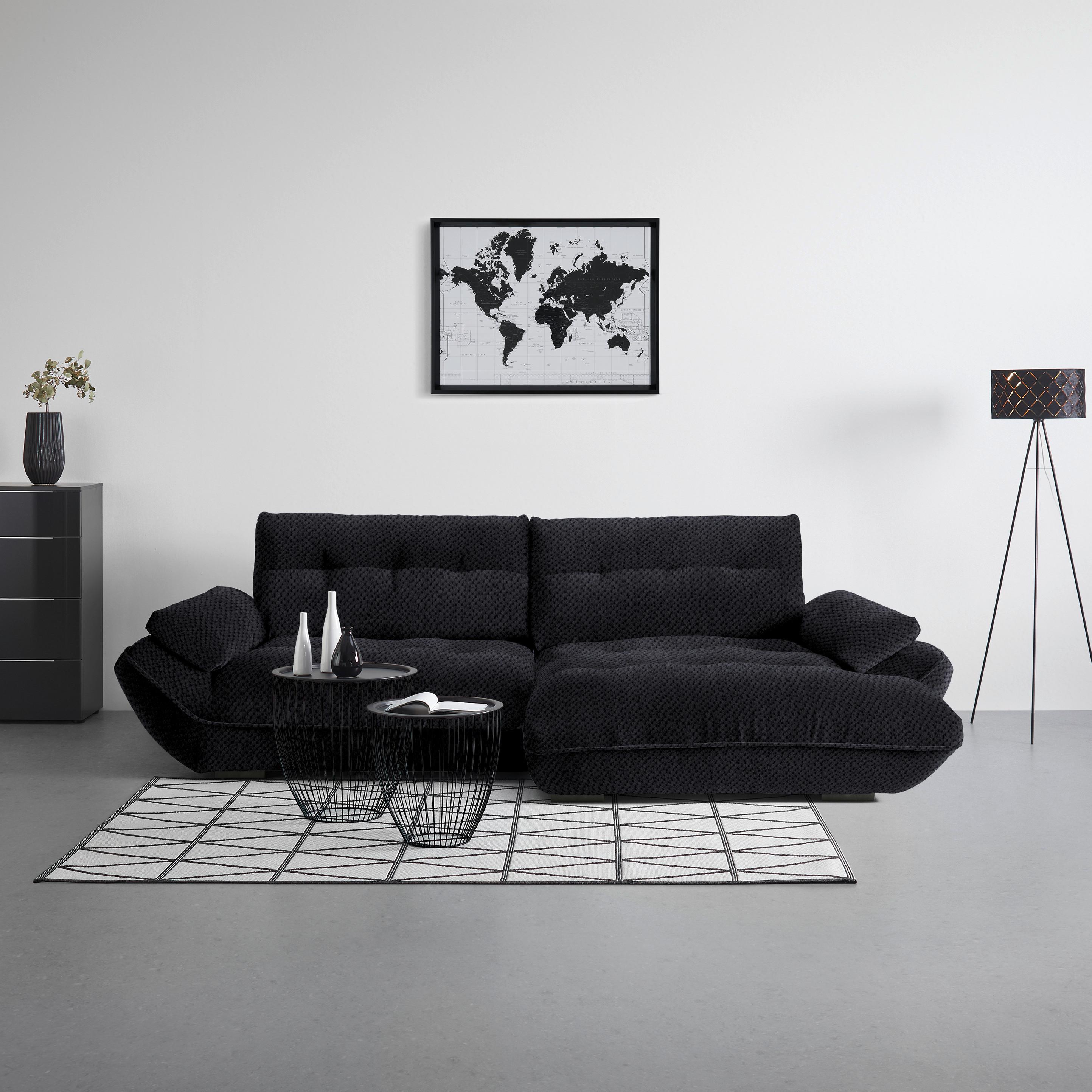 Wohnlandschaft Vivo Dunkelgrau - Dunkelgrau/Schwarz, MODERN, Kunststoff/Textil (317/63/179cm) - Premium Living