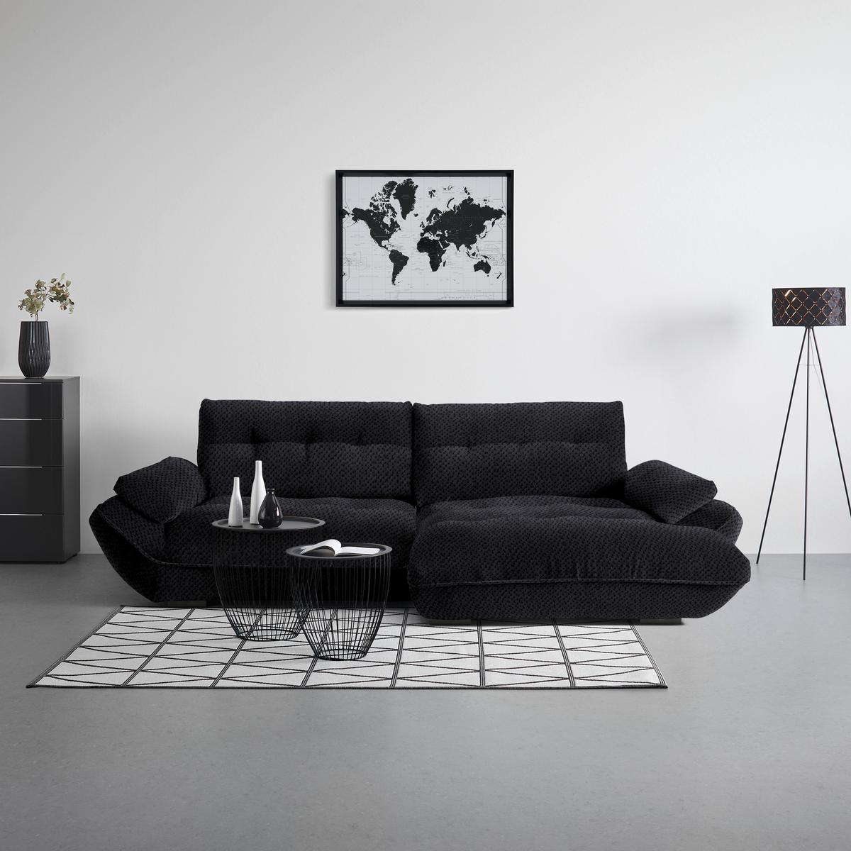 Wohnlandschaft Vivo Dunkelgrau - Dunkelgrau/Schwarz, MODERN, Kunststoff/Textil (317/63/179cm) - Premium Living
