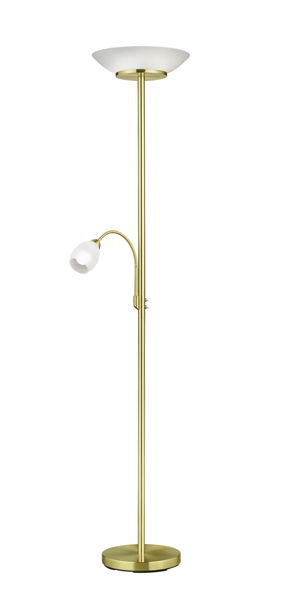 LED-Deckenfluter Gerry max. 18 Watt - Messingfarben/Weiß, Basics, Glas/Metall (34/34/180cm)