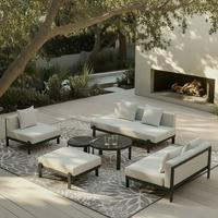 Loungegarnitur Cherry Hellgrau Outdoorstoff/Metall - Hellgrau/Schwarz, MODERN, Kunststoff/Textil (265/73,5/265cm) - Bessagi Garden