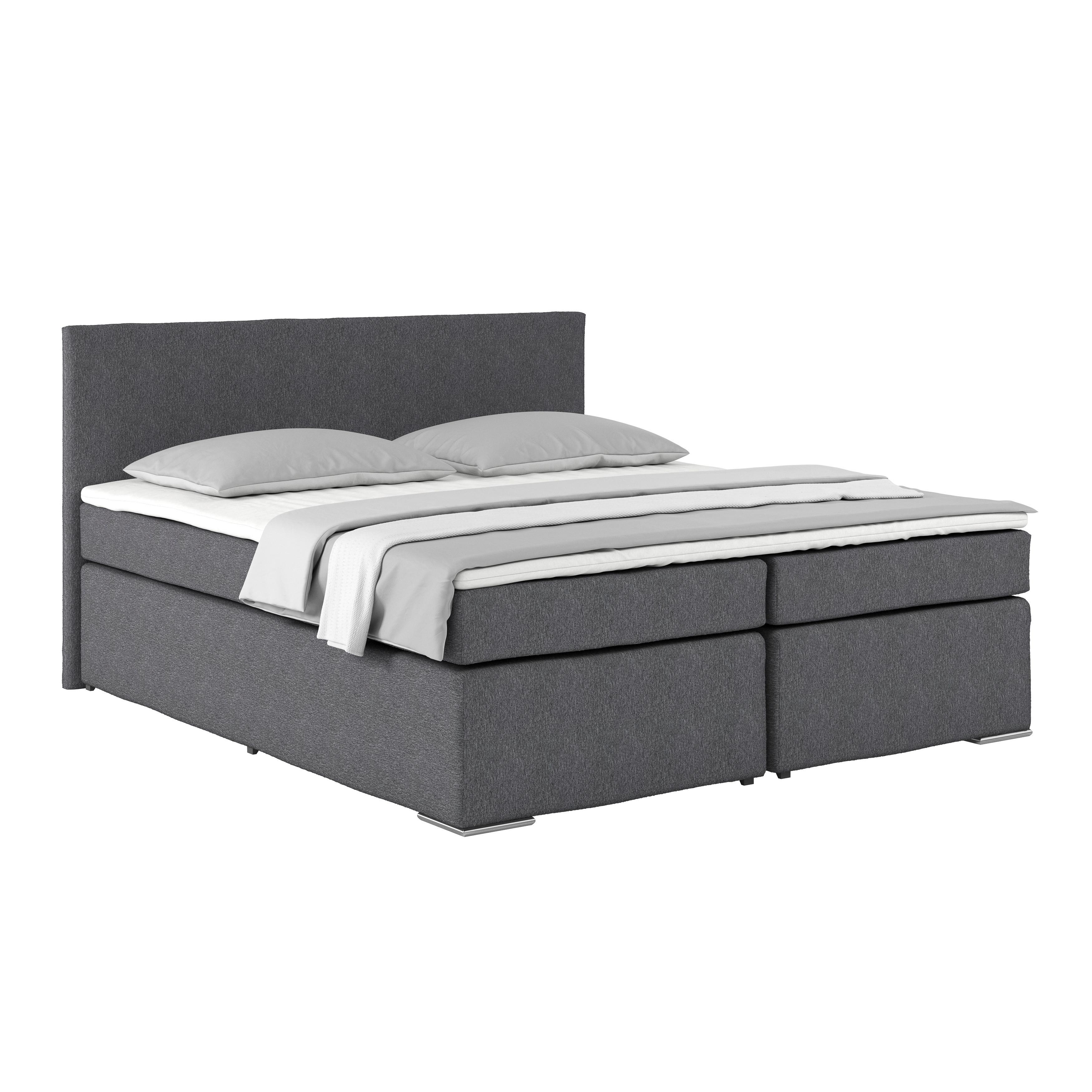 Boxspring Krevet Nero - siva/boje kroma, Konvencionalno, tekstil/metal (180/200cm) - Best Price
