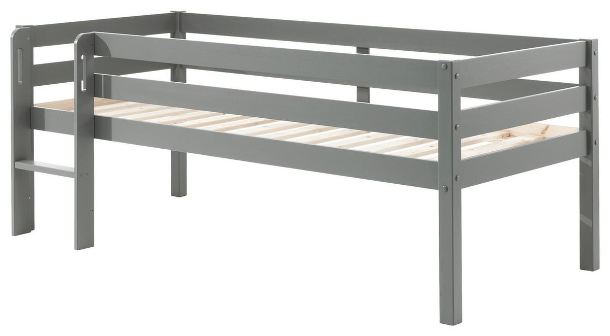 Hochbett Pino ca.90x200cm Kiefer Massiv Grau - Grau, MODERN, Holz/Holzwerkstoff (90/200cm) - MID.YOU