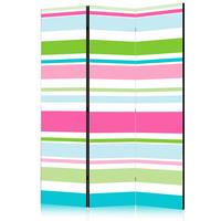 Paravan Bright Stripes, 3-Delni, Dvostranski - turkizna/bela, Basics, tekstil/les (135/172/3cm) - artgeist