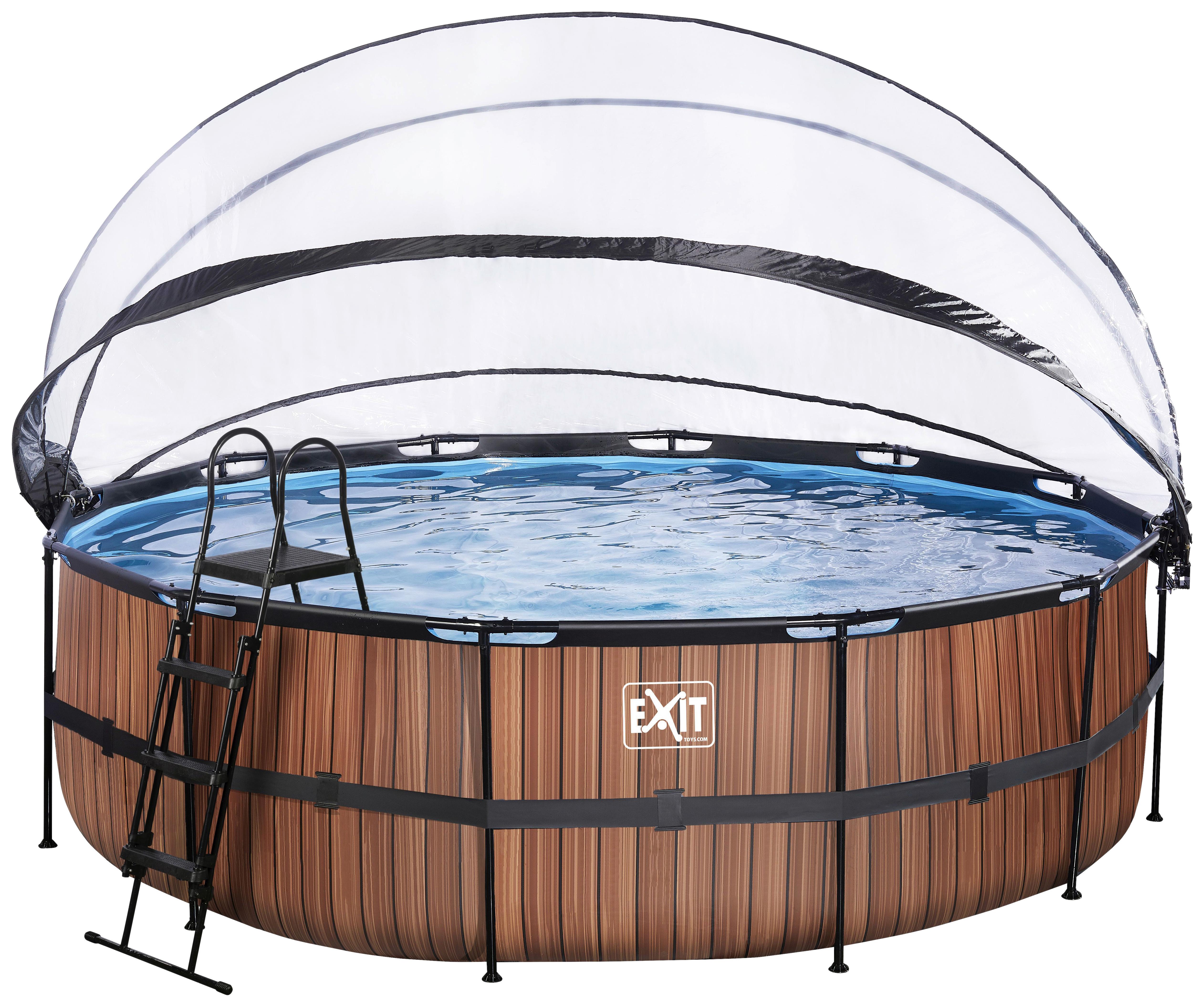 Bazen Exit Wood Pool, Črpalka S Peščenim Filtrom, Ø 488cm - rjava, Konvencionalno, kovina (488/122cm) - EXIT Toys