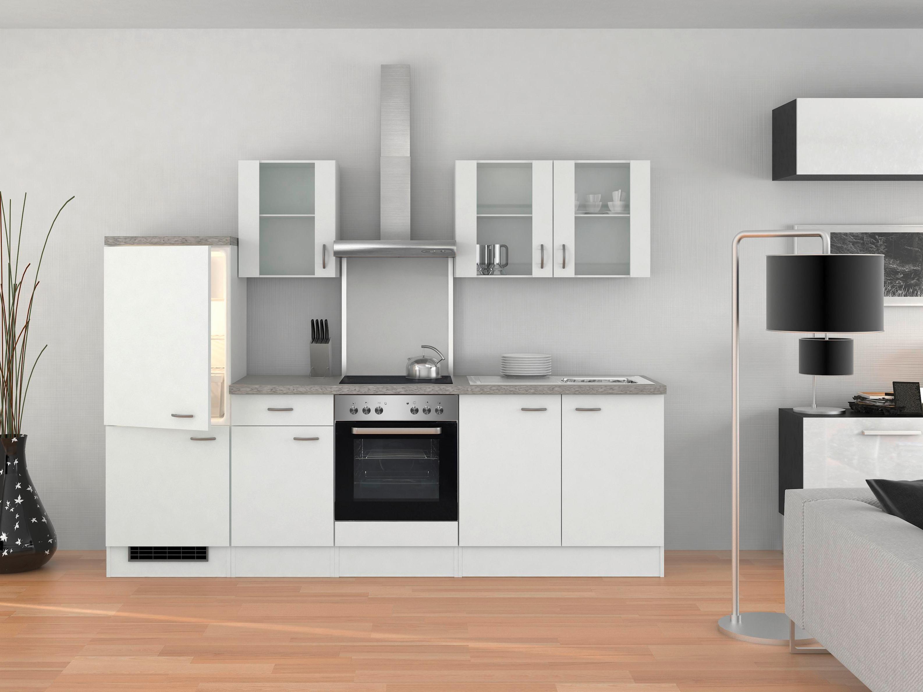 Kuhinjski Blok Z Aparati Wito, Bela - barve nerjavečega jekla/bela, Moderno, umetna masa/steklo (270cm) - FlexWell