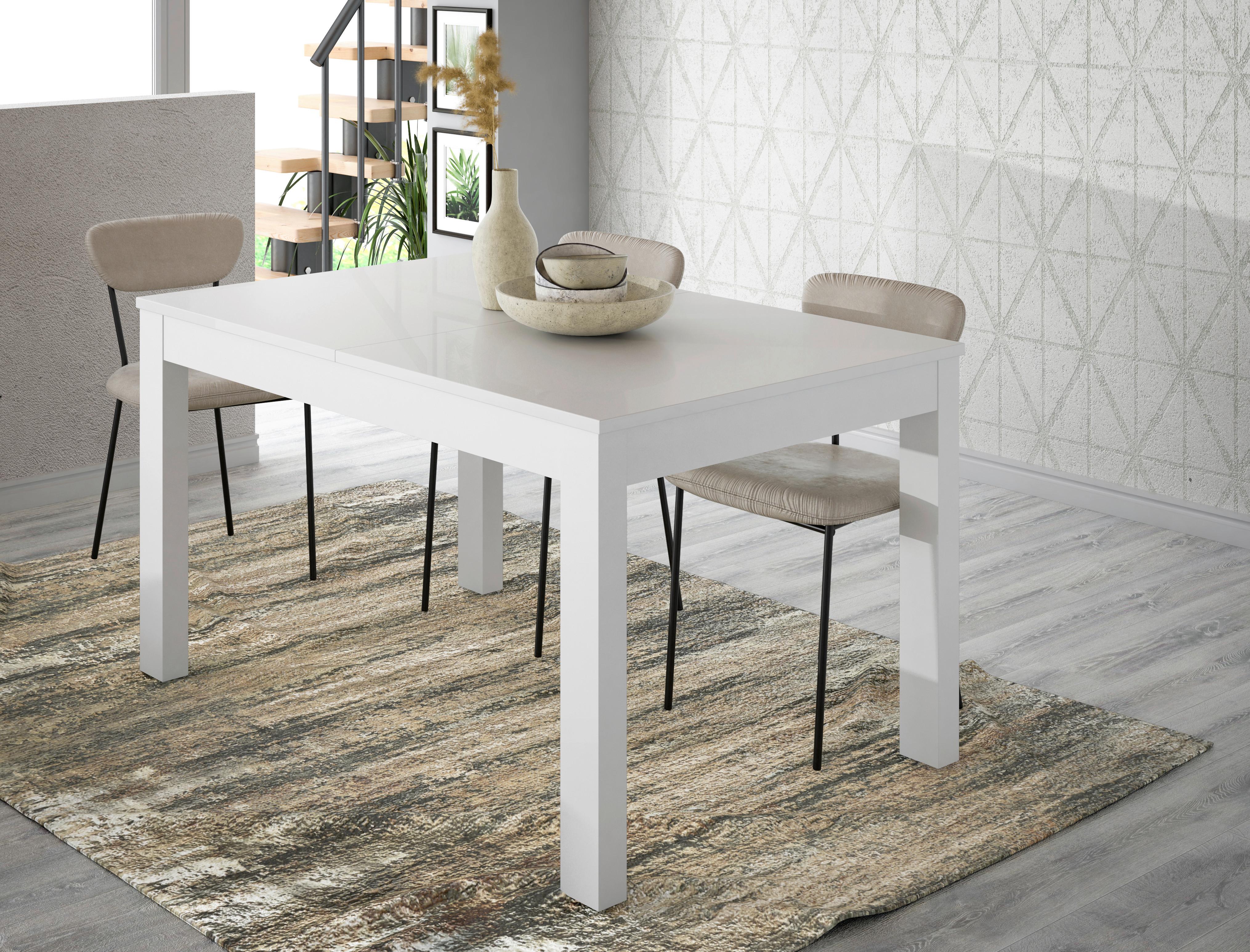 Stol Na Izvlačenje Viola - bijela/bijela visoki sjaj, Moderno, drvni materijal (140-240/76/90cm) - Premium Living