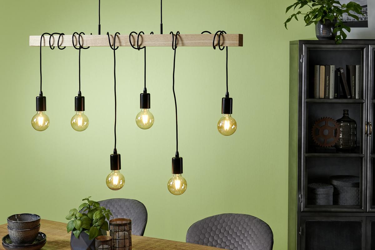 LAMPA WISZĄCA 78845 TOWNSHEND *SBM* - czarny/brązowy, Lifestyle, metal/drewno (100cm) - Marama