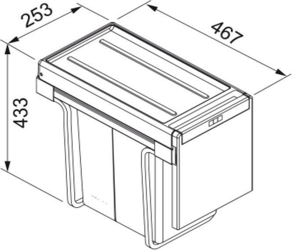SORTOWNIK ODPADÓW DO ZABUDOWY 1340039555  -TOP- - czarny/szary, Basics, tworzywo sztuczne (25,3/43,3/46,7cm) - Franke