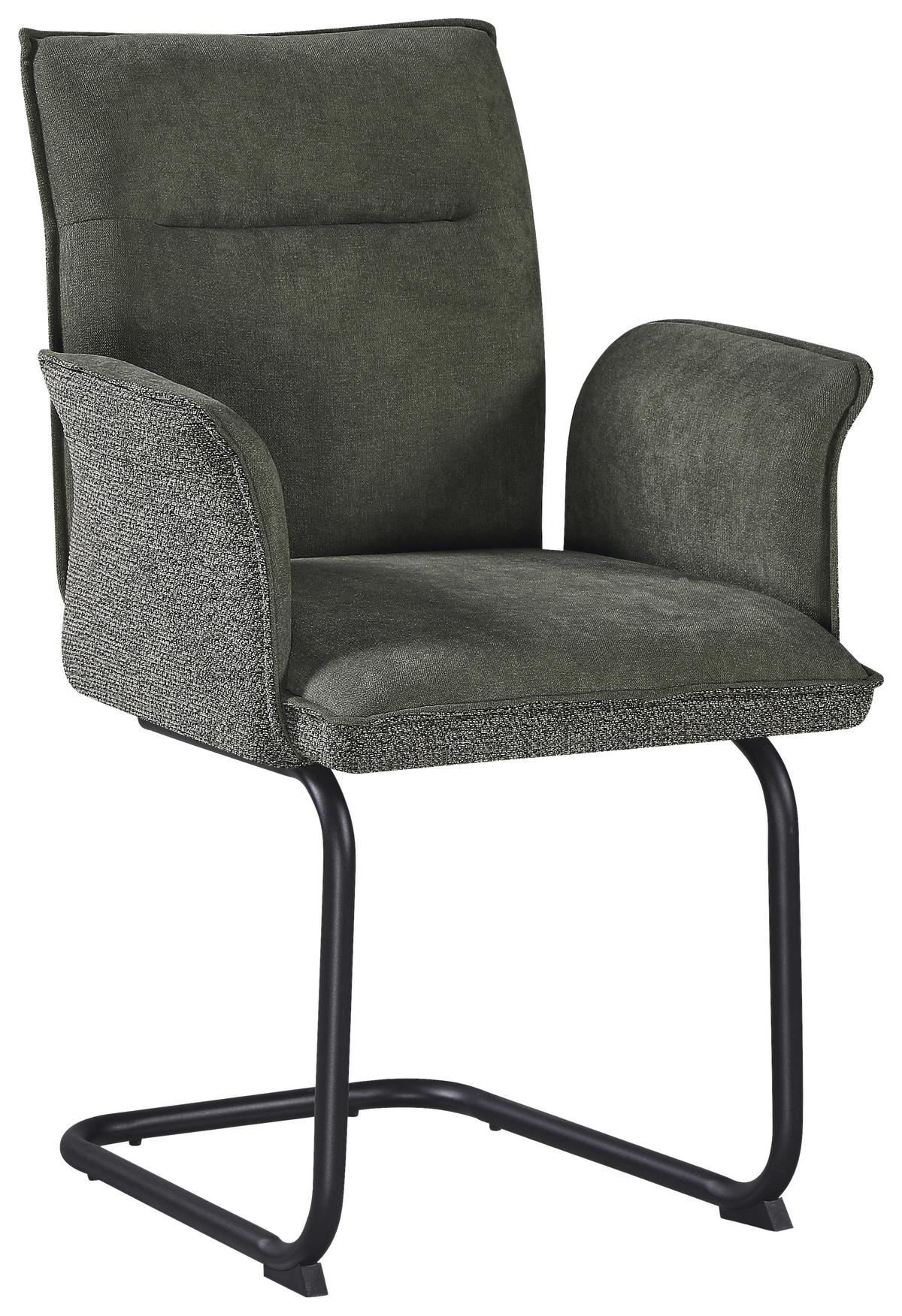 Armlehnstuhl Nova Grün - Schwarz/Grün, MODERN, Textil/Metall (63/90/61cm) - Premium Living