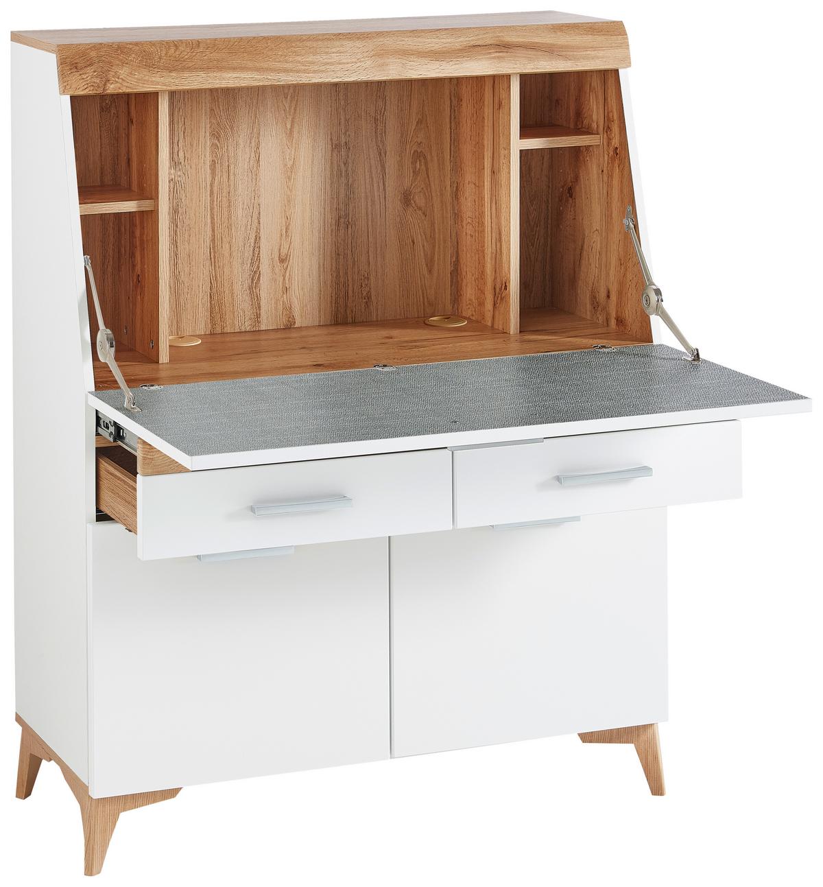 Írószekrény Fehér-tölgy Szín Secret - tölgyfa színű/ezüstszínű, Modern, műanyag/faalapú anyag (98/124/42cm)