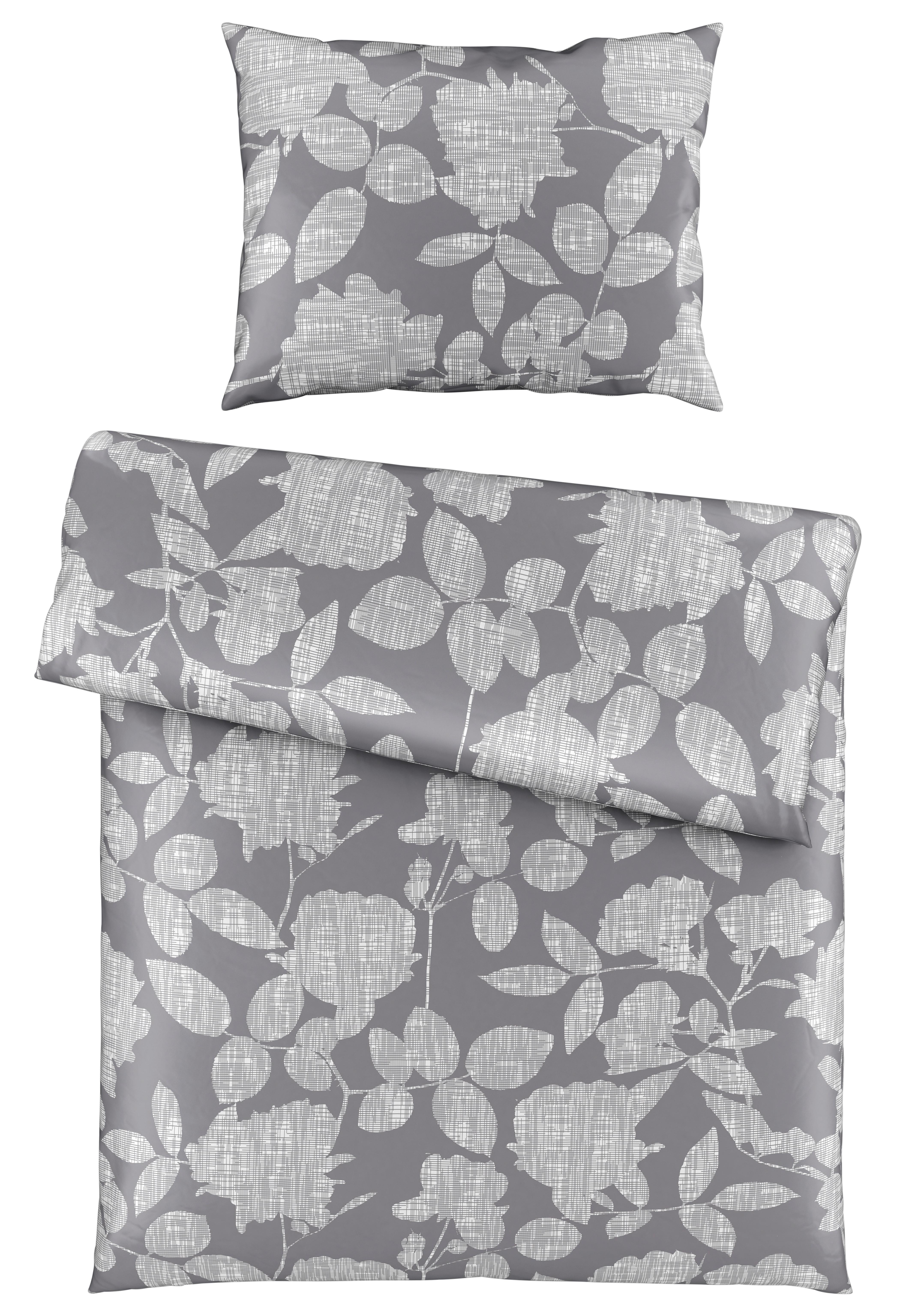 Bettwäscheset Thea - Grau, Konventionell, Textil (160/210cm) - Premium Living
