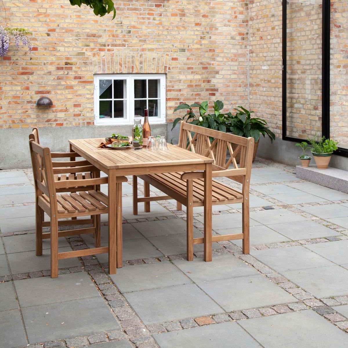 Gartenbank Holz Rosenborg Teak 3er-Sitzer - Naturfarben/Teakfarben, Natur, Holz (58/89/150cm) - Gardenson