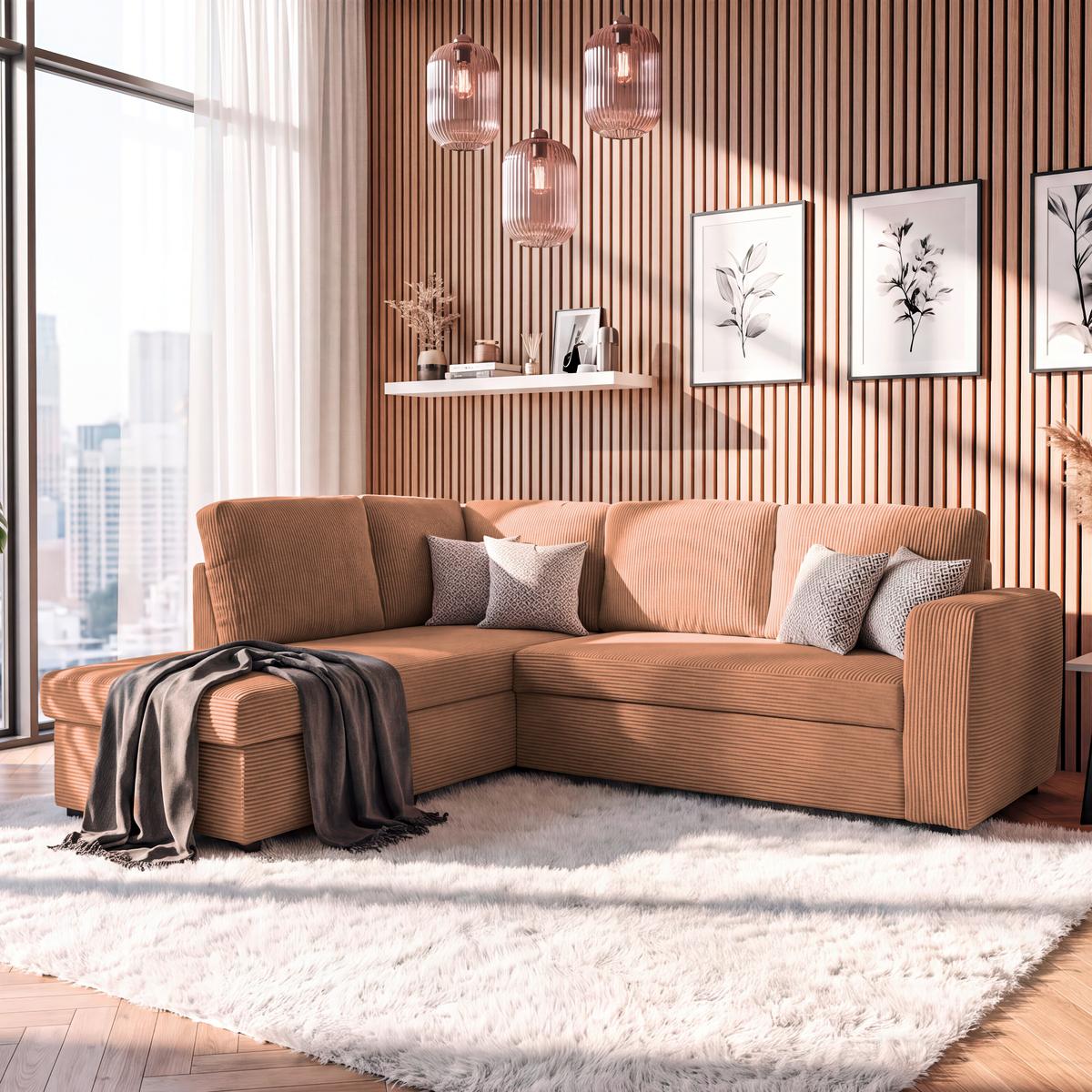 Kutna Garnitura Toulouse - crna/terakota, Trend, drvni materijal/drvo (224/206cm)