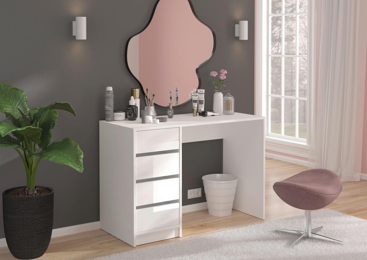 Schminktisch Emma ca. 110x75x48 cm Weiß - Design, Holzwerkstoff (110/75/48cm) - MID.YOU
