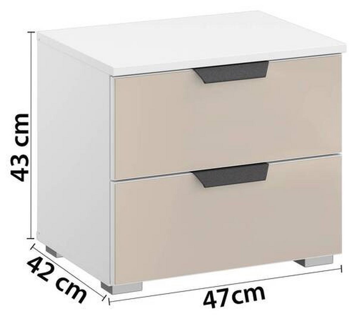 NOPTIERA ARTEMIS - alb/șampanie, Modern, sticlă/material pe bază de lemn (47/43/42cm) - Modern Living