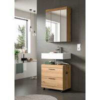Badezimmer Scout Eiche Artisan 2-teilig - Schwarz/Eiche Artisan, Trend, Glas/Holzwerkstoff (60cm) - MID.YOU