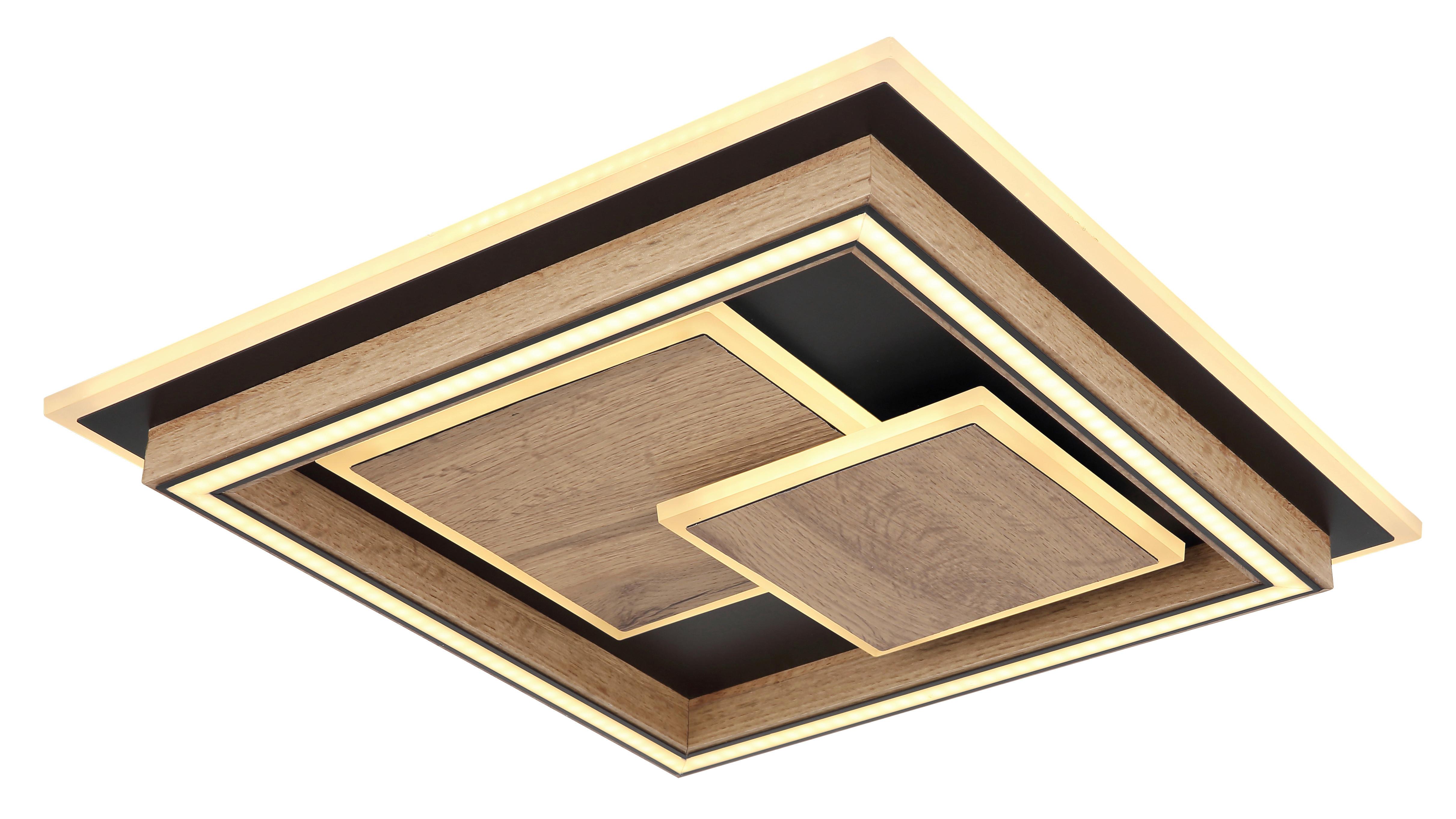 LED-DECKENLEUCHTE 67325-32 - Dunkelbraun/Opal, Design, Holzwerkstoff/Kunststoff (41/41/7,6cm) - Globo