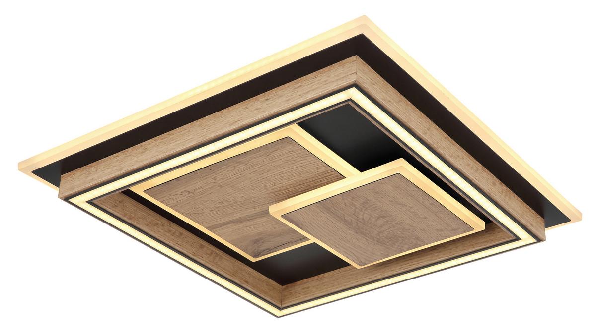 Stropna Led-svetilka Lagerta, S Sijalko - črna/temno rjava, Design, kovina/umetna masa (41/41/7,6cm) - Globo