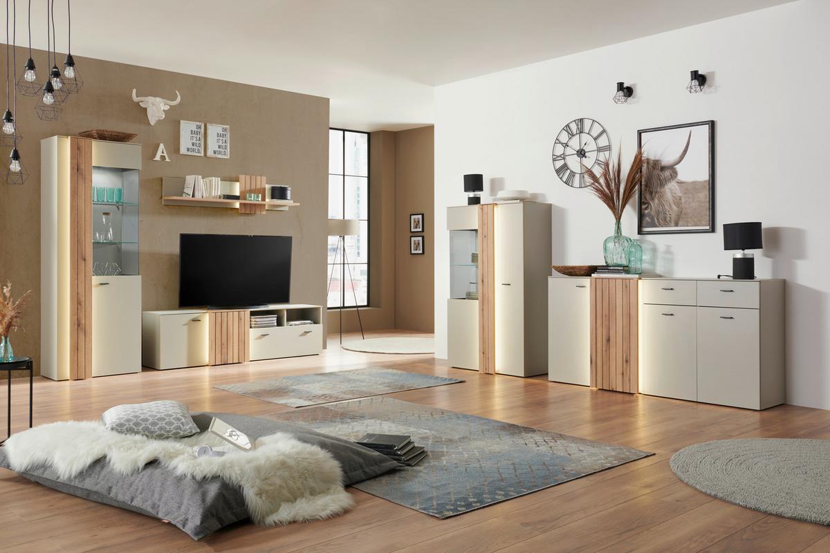 Vitrina Santana - Moderno, staklo/drvni materijal (71,8/203/44,8cm) - Modern Living