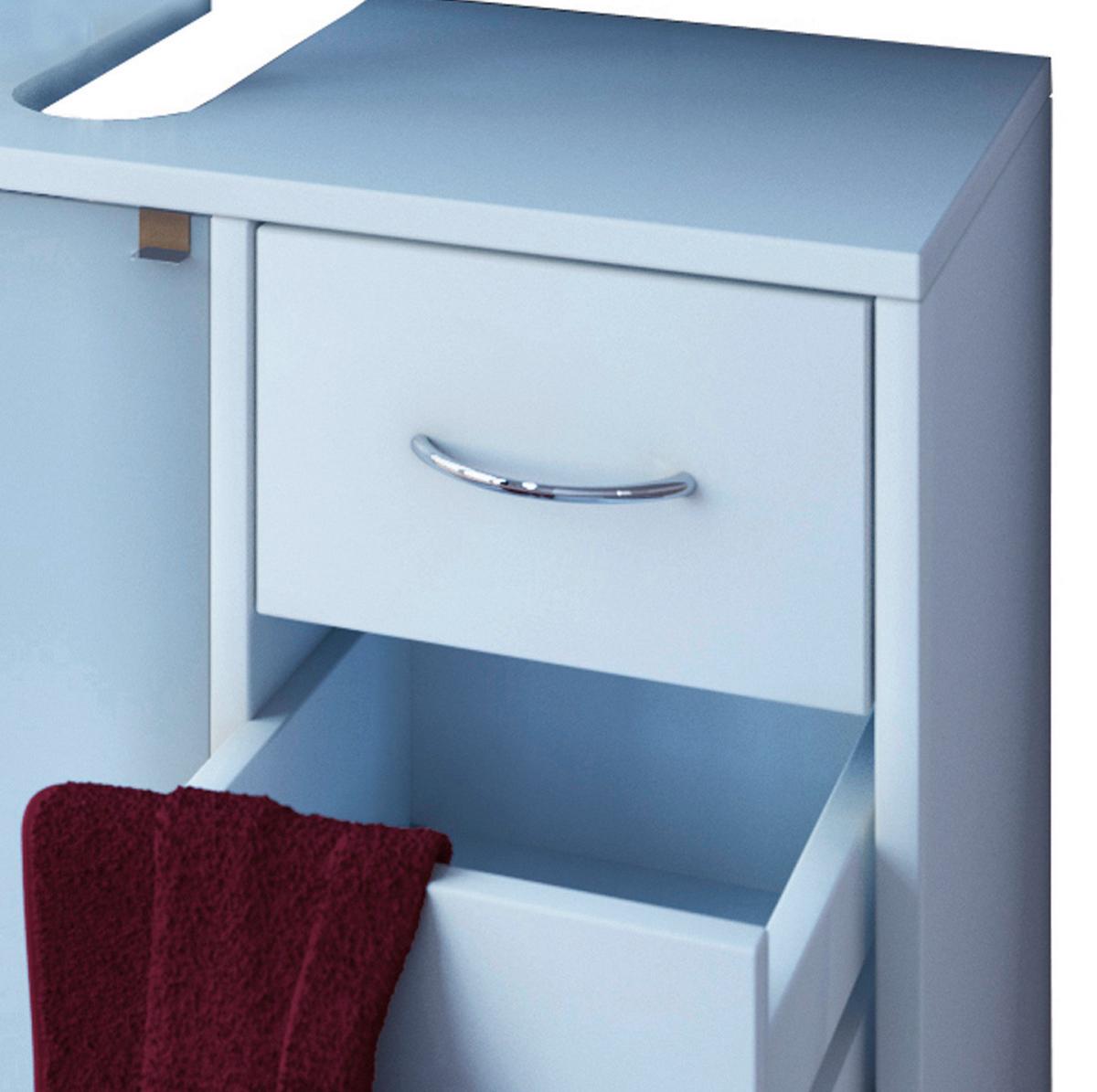 Waschbeckenunterschrank Darola Glastür ca. 67x58 cm Weiß - Silberfarben/Weiß, KONVENTIONELL, Glas/Holzwerkstoff (67/57,5/29,5cm) - MID.YOU