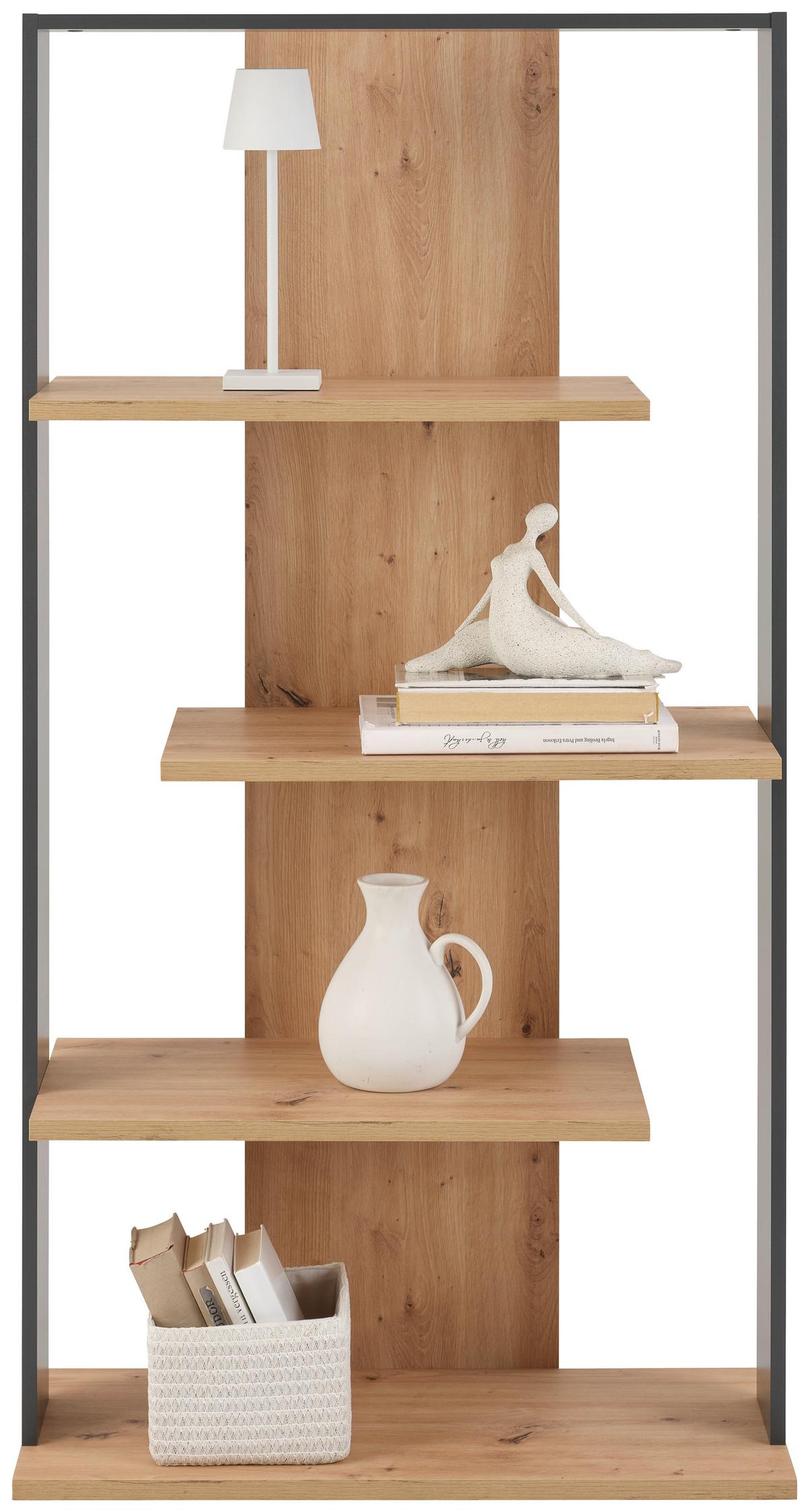 Polica Erik - hrast Artisan/crna, Moderno, drvni materijal/plastika (80/157,4/35cm) - Modern Living