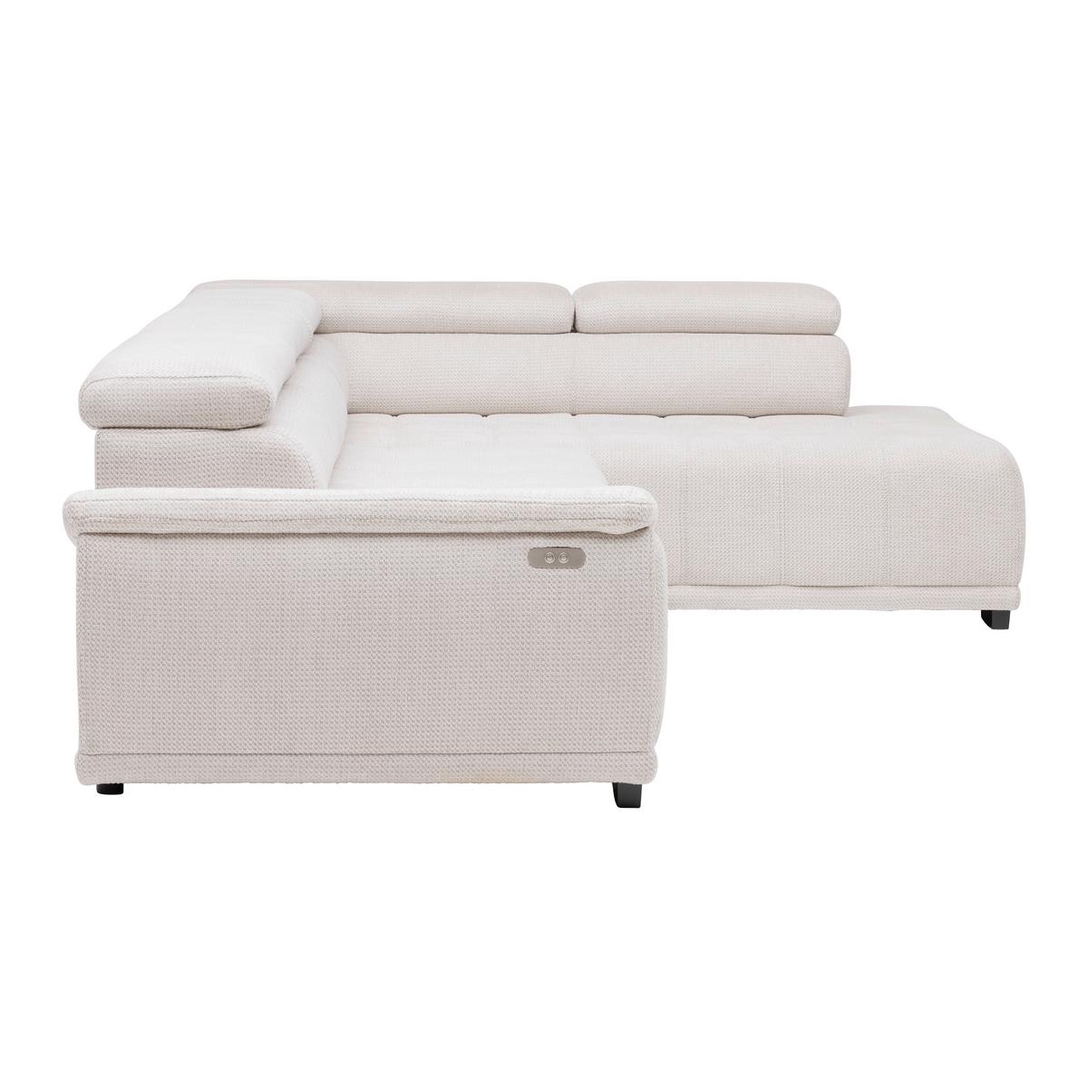Ecksofa Gremio Rechts Grauweiß - Grauweiß/Schwarz, MODERN, Kunststoff/Textil (283/206cm) - Premium Living