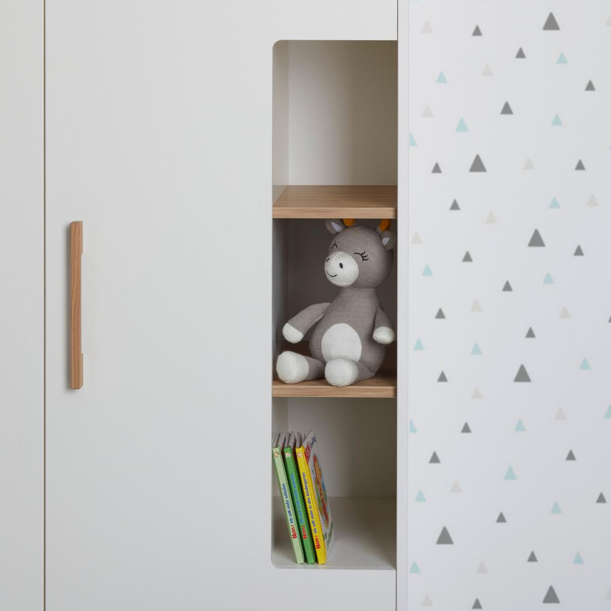 Kleiderschrank Luna White Weiss/Eiche ca. 131x194x55cm - Weiss/Eiche Artisan, Konventionell, Holz/Holzwerkstoff (131/194/55cm) - Roba