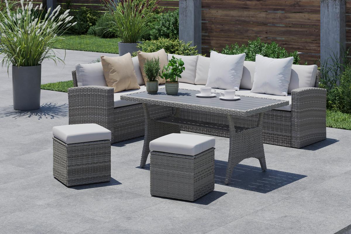 Loungegarnitur-Set Alex Links in Hellgrau - Hellgrau/Grau, MODERN, Holzwerkstoff/Kunststoff (179cm) - Mömax