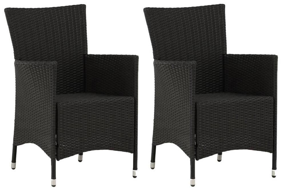 Gartensessel 2er-Set Knick ca. 60x88x60 cm Schwarz - Silberfarben/Schwarz, KONVENTIONELL, Kunststoff/Metall (60/88/60cm) - Gardenson