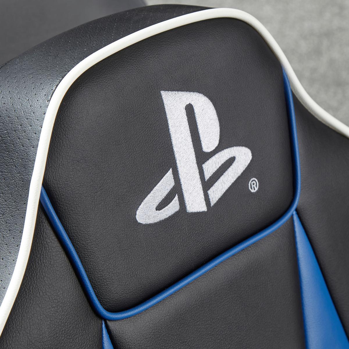 Gamingsessel Playstation ca. 42x68x74cm Weiß/Blau/Schwarz - Blau/Schwarz, MODERN, Leder/Holzwerkstoff (42/68/74cm) - X Rocker