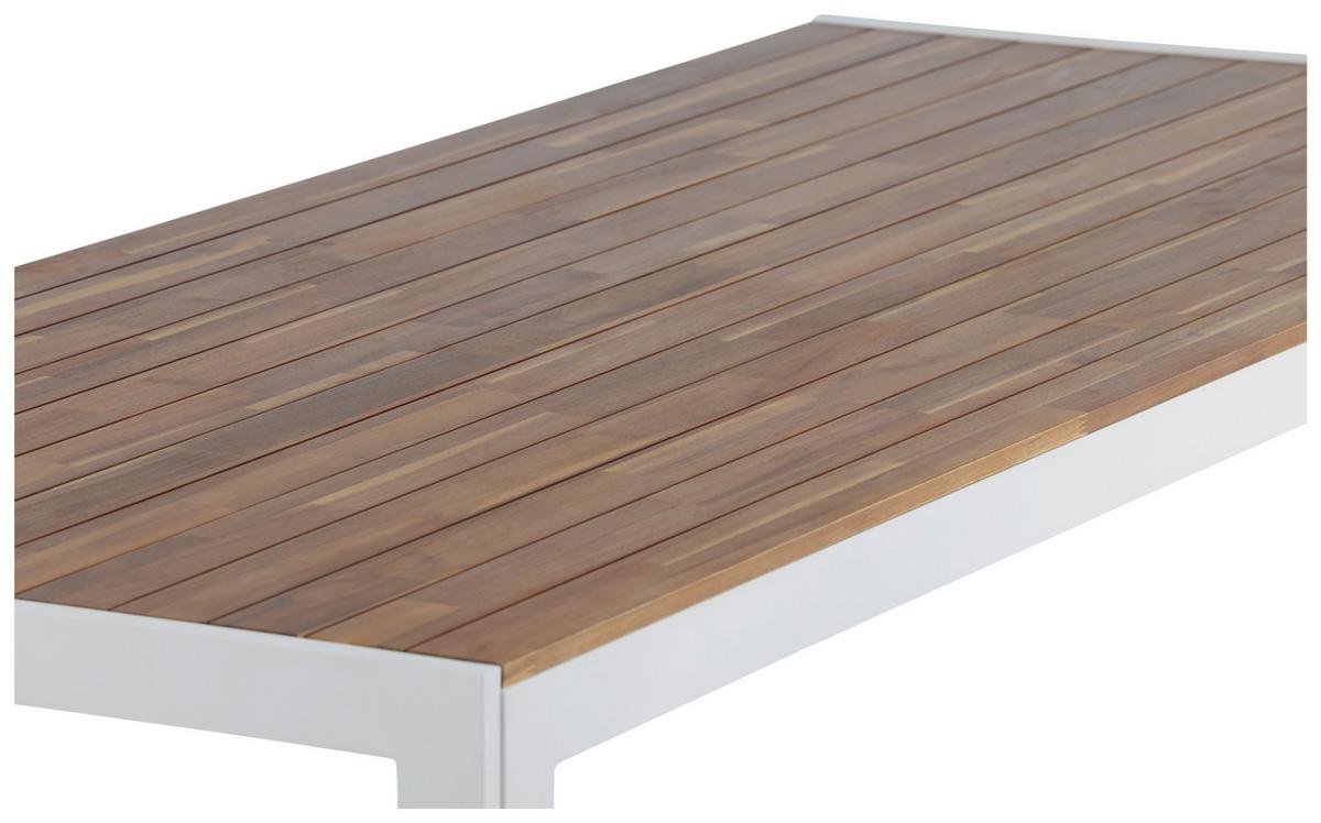 Gartentisch Bois ca. 200x100 cm Akazie massiv - Weiß/Akaziefarben, KONVENTIONELL, Holz/Metall (200/100/76cm) - Gardenson