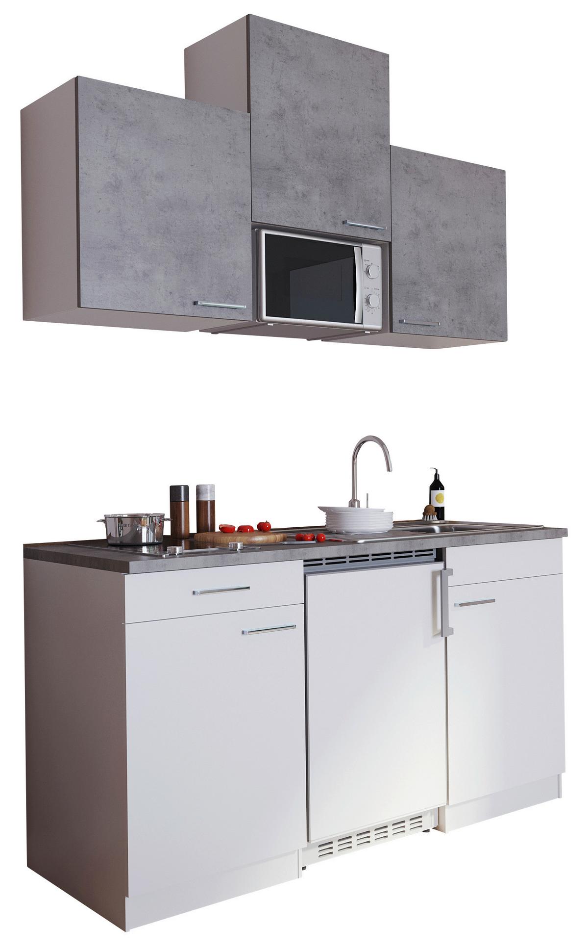 Majhna Kuhinja Z Aparati Economy, Bela, Siva - siva/bela, Konvencionalno, umetna masa/leseni material (150cm) - Respekta