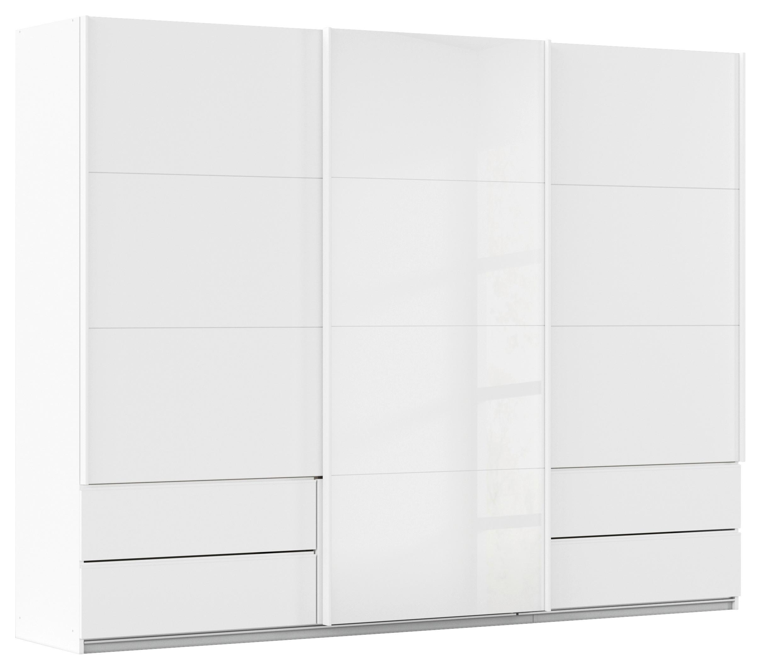 Schwebetürenschrank Elara in Alpinweiß/Weißglas - Weiss, Konventionell, Holzwerkstoff (271/210/62cm) - Premium Living