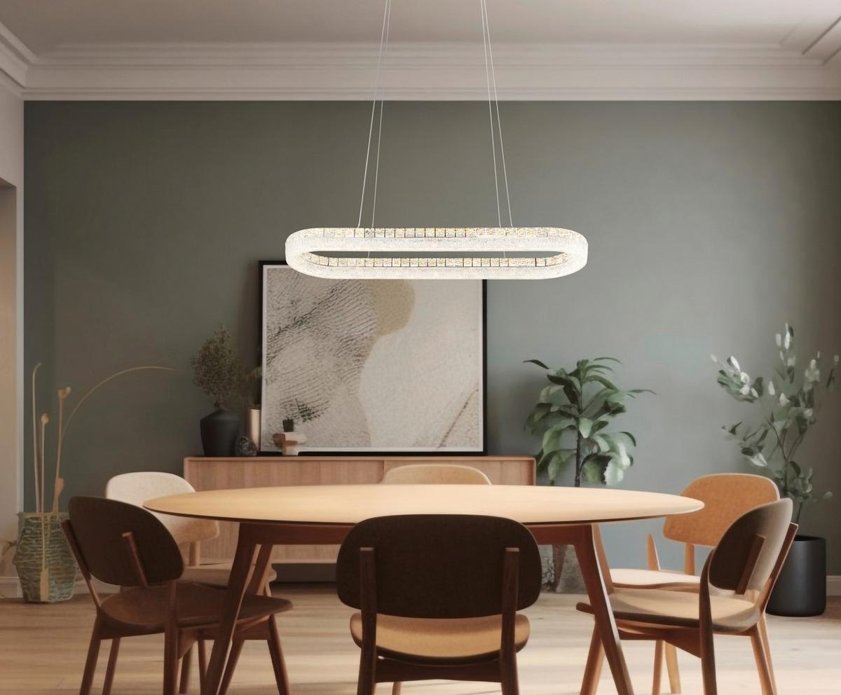 Led Viseća Svjetiljka Laurel - prozirno/boje kroma, Konvencionalno, staklo/metal (120/31,5/100,1cm) - Globo