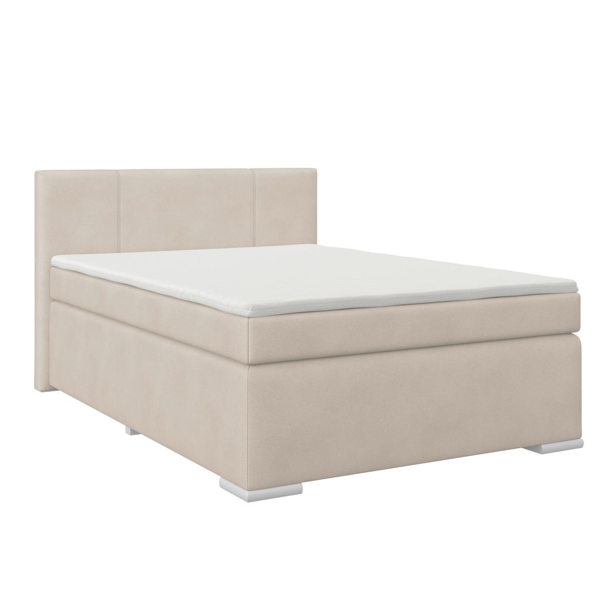 Boxspring Krevet Mira 1 - krem, Basics, metal/tekstil (120/200cm)