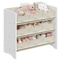 Kinderregal in Weiß, Beige ca. 62,5x60x29,5 cm - Beige/Weiß, MODERN, Holzwerkstoff/Textil (62,5/60/29,5cm) - MID.YOU