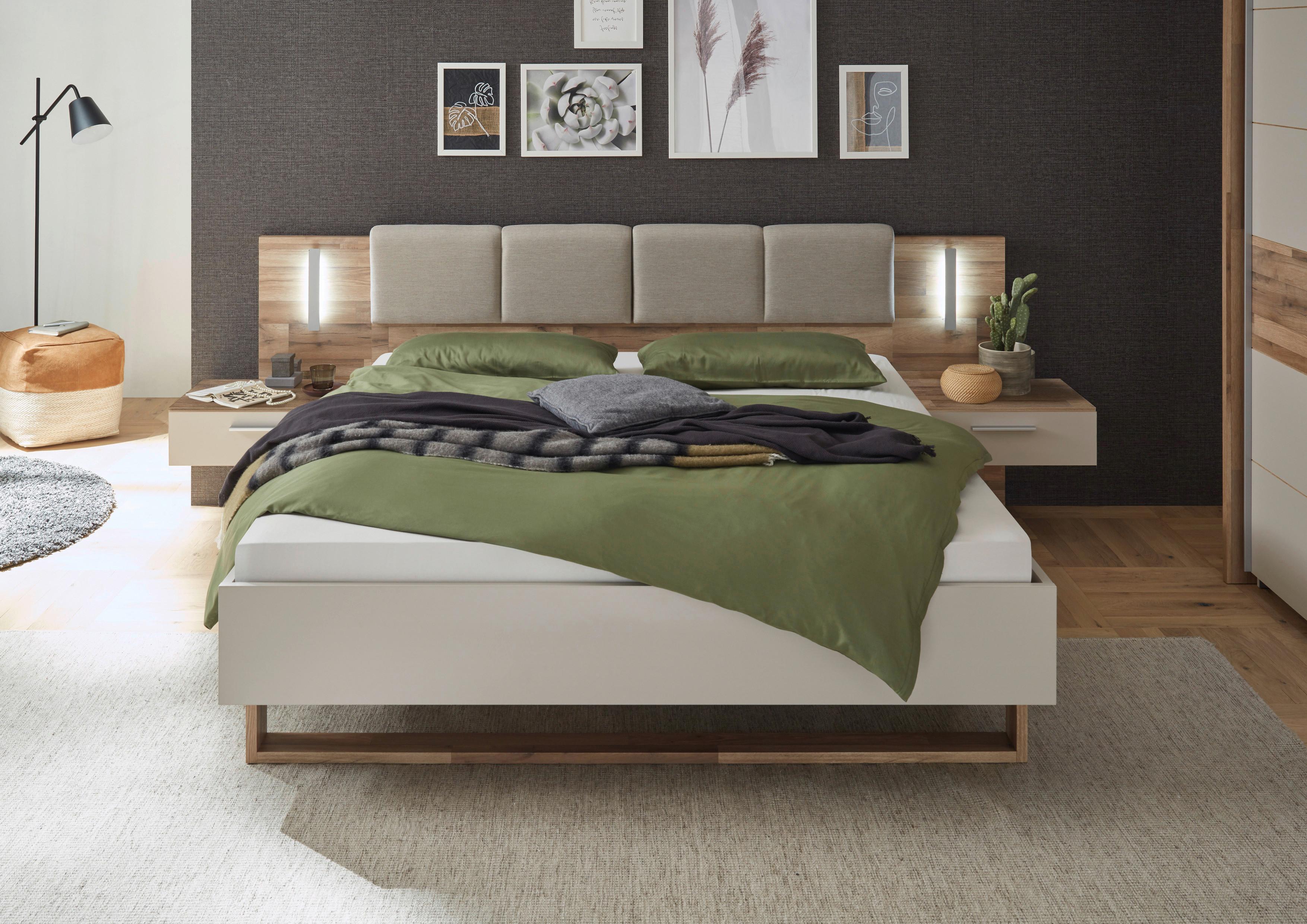 Posteljna Garnitura Cadore, B. Šampanjca, Hrasta, 180x200 - barve šampanjca/barve hrasta, Moderno, leseni material (180/200cm) - MID.YOU
