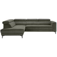 Ecksofa Emma links Graugrün - Schwarz/Graugrün, MODERN, Textil (210/301cm) - Premium Living