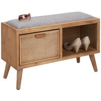 Sitzbank aus Tanne teilmassiv - Schwarz/Braun, Romantik / Landhaus, Holz/Holzwerkstoff (80/51/30cm) - Zandiara